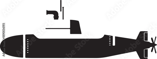 Black Silhouette of an Underwater Vehicle with Disassembled Components