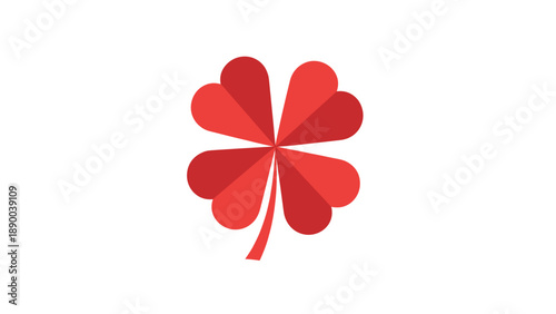 A stylized four-leaf clover in shades of red, symbolizing luck and good fortune, presented as a graphic icon on a clean white background.