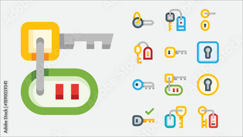Room Keys and Hotel Access Icons Set