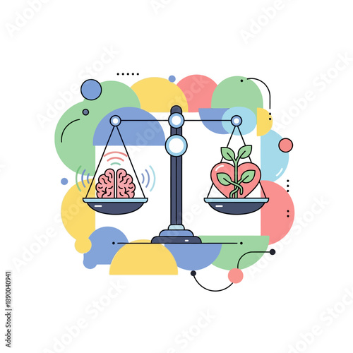 Brain versus healthy food balance.
