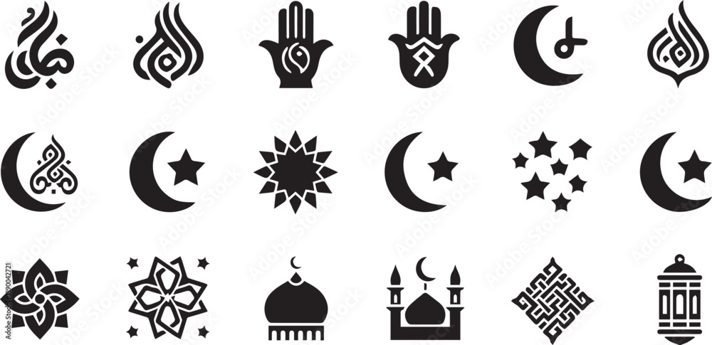 Fototapeta premium Ramadan Prayer & Spiritual Worship Icon Set