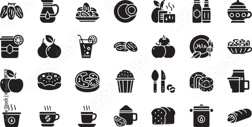 Ramadan Night & Crescent Icon Set – Vector Glyphs