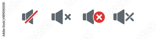 Collection of four speaker icons indicating mute and volume off states