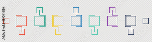 Abstract flowchart block line diagrams. Connected square nodes forming process schemes