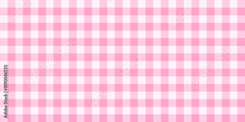 Pink gingham plaid pattern background. Classic checkered plaid texture for picnic blankets, tablecloths, textiles, and cute feminine wallpapers.
