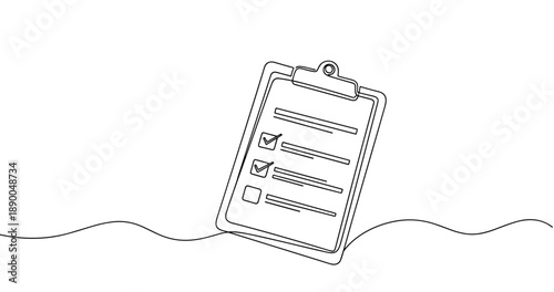 Minimalist outline of a checklist on a clipboard. No editable stroke