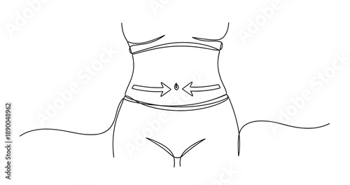 Minimalistic line art of female waist highlighting weight loss concept. No editable stroke