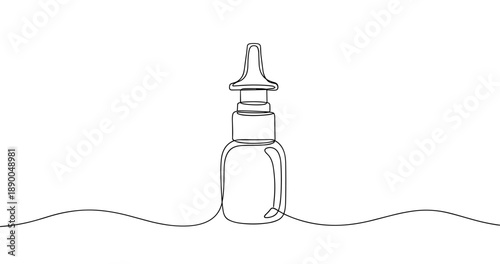 Minimalist line art of nasal spray bottle on white background. No editable stroke