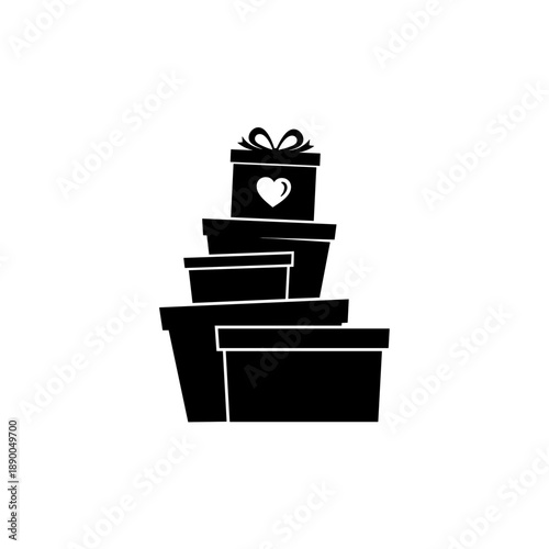 Stack of Gift Boxes with Heart Design.
