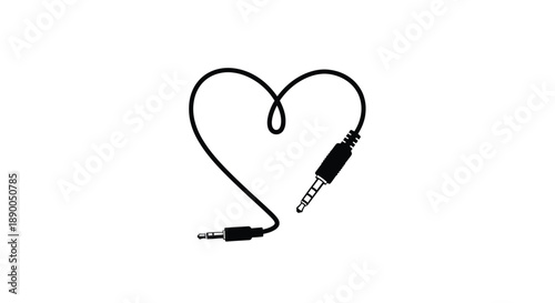 A black heart shape formed from audio cables a striking silhouette