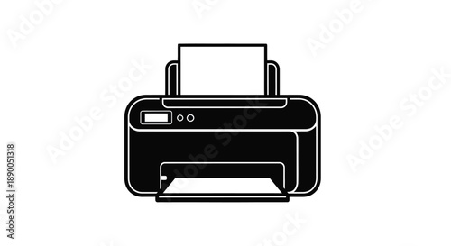 Black printer icon against a white background simple silhouette
