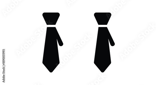 Two black ties displayed against a white background a stark silhouette