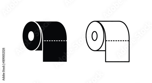 Two rolls of toilet paper one full and one partially used silhouette