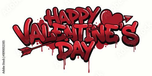 Happy Valentine's Day Graffiti Header - Urban Street Art with Heart and Arrow