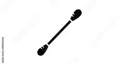 A simple black cotton swab design against a white background silhouette
