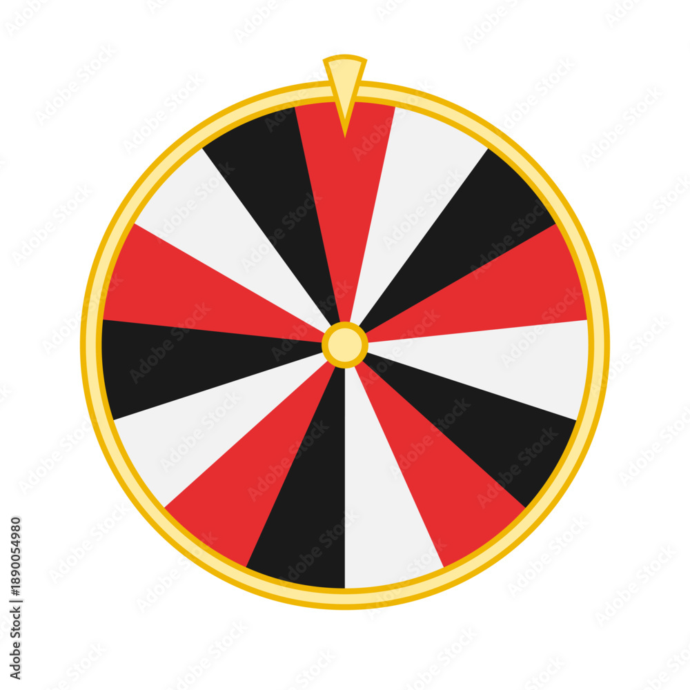 Obraz premium Wheel of fortune. Spinning fortune wheel, lucky roulette, online casino ,gambling and prize game, lottery, lucky game design. Color vector illustration. Isolated on white background. 