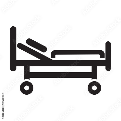 Hospital bed icon with adjustable backrest