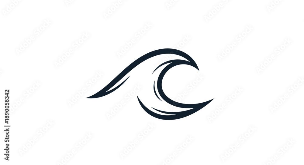 Obraz premium Stylized Ocean Wave Icon Design Element.