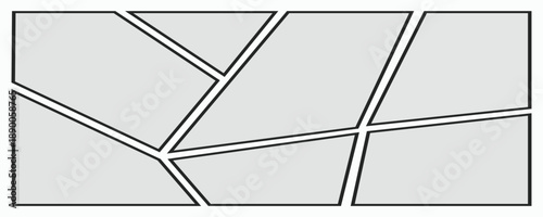 Light grey comic book panel frames set. Pop art template grid page collection. Image collage moodboard layout pack.
