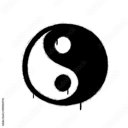 Yin Yang print for t-shirt. Vector cartoon graffiti spray style logo icon. Asian Yin Yang symbol Graffiti print for poster,t-shirt,tee,logo,sticker concept