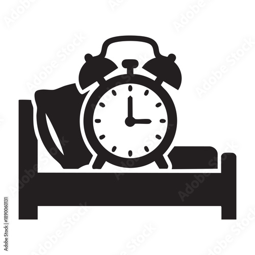 Minimalist alarm clock on bed