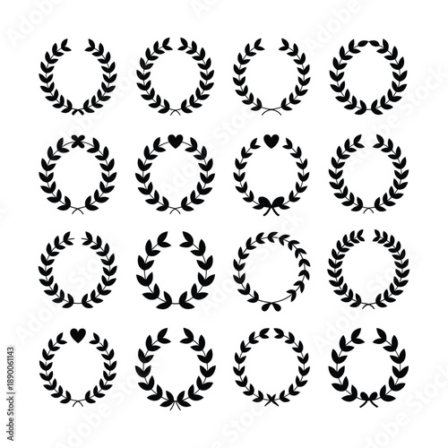 Minimalist Laurel Wreath Vector Set for Elegant Design.