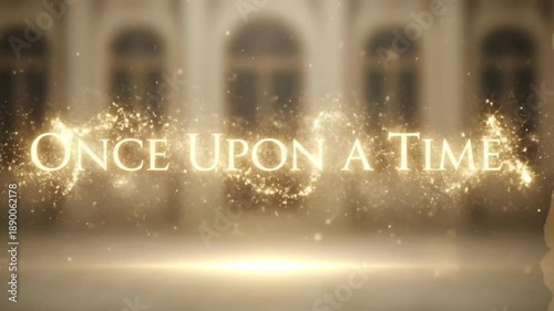 Once Upon A Time Golden Text with Sparkles on Blurred Background