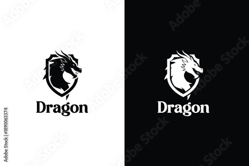 Dragon Head Shield Mascot Logo for Gaming and Esport