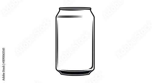 Simple outline of a metal beverage can stark black silhouette