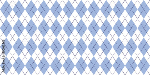 Light blue argyle seamless pattern background, retro rhombus diamond plaid geometric banner