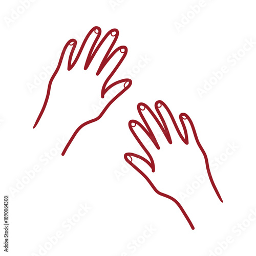 Hands giving a massage icon. Flat style. Thin outline.