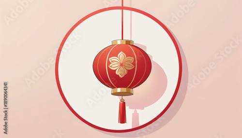 vector icon of a red Chinese lantern, Chinese New Year