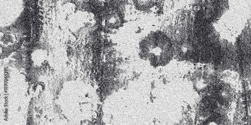 Monochrome abstract background with a rough, weathered texture resembling cracked concrete or aged plaster with speckled noise and organic blotches