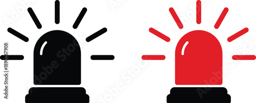 Emergency Siren Icon Set – Alert and Warning Light Vector Design