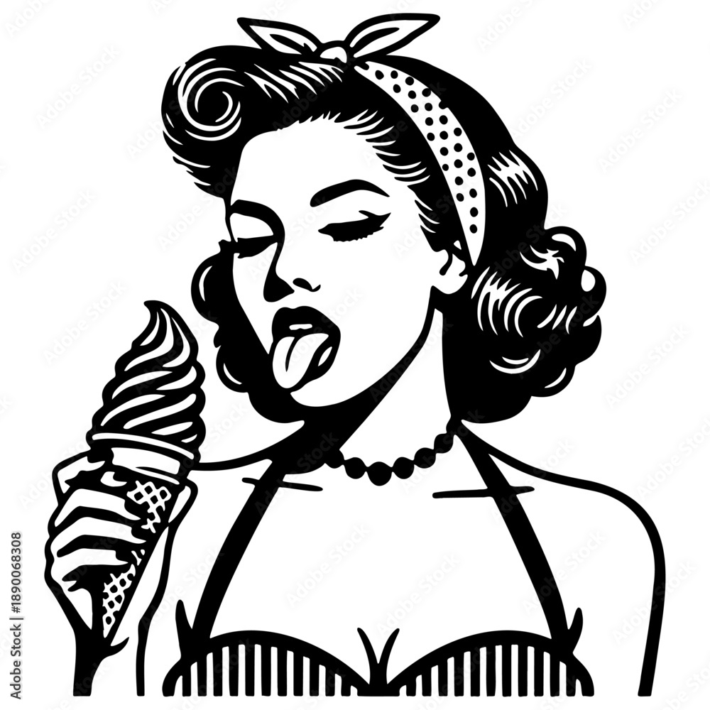 Fototapeta premium Vintage Sassy Lady Illustration.