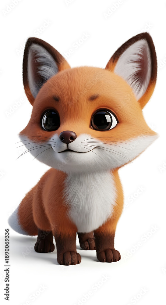 Fototapeta premium Sweet fox character in 3D cartoon illustration with warm colors.