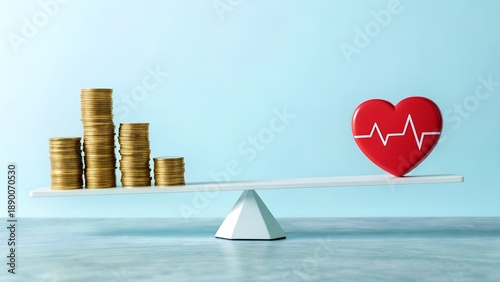 Weighing financial success against heart health concept
