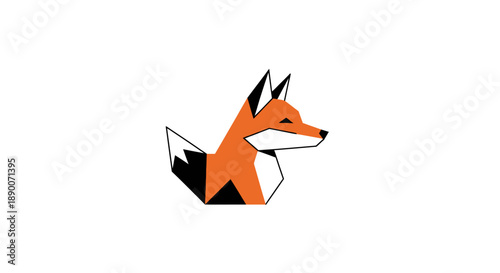 Stylized Geometric Fox Illustration with Modern Design Elements.