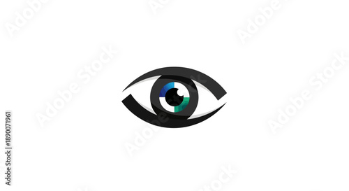 Stylized Human Eye Icon with Colorful Iris.