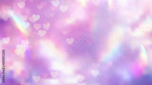4K Floating Bokeh Hearts on Holographic Background, Romantic Seamless Loop for Valentine's Day Stories, Wedding Covers and TikTok. Professional 4K seamless loop animation with iridescent aesthetic.