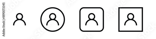 Set of four user profile icons in line style. Minimalist vector illustration of avatar symbols inside and outside frames for UI design.