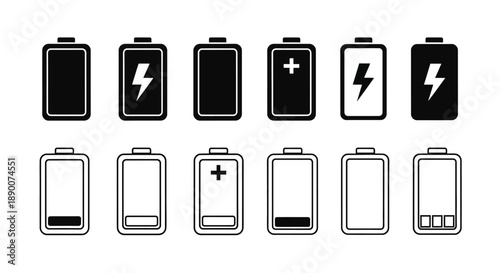 Various battery charge levels displayed as black and white icons