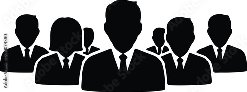Isolated group of diverse business people in silhouette suits illustration vector