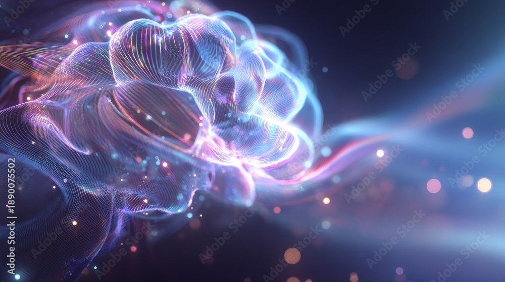 Obraz premium Vibrant abstract digital waves with glowing particles