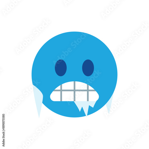 Fotografia freezing cold face blue brr snow ice emoji symbol sign icon vector illustration