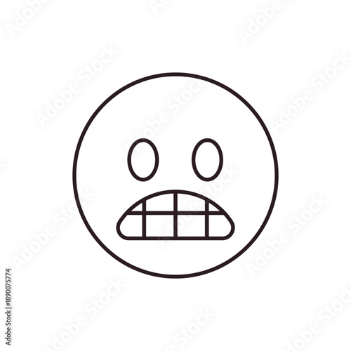 Grimacing Face with clenched teeth nervousness, embarrassment awkwardness expression nervous emoji symbol sign icon vector illustration isolated flat eek
