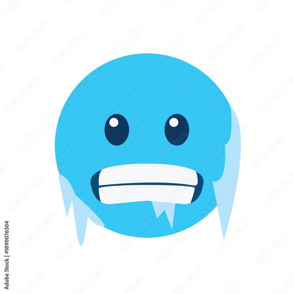 Fototapeta premium freezing cold face blue brr snow ice emoji symbol sign icon vector illustration isolated flat