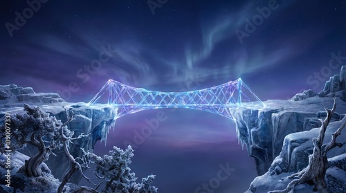 Mystical Twilight Bridge Spanning Across The Frozen Northern Seas
