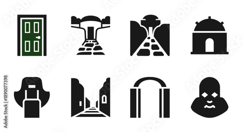 Minimalist silhouettes of iconic middle eastern architecture