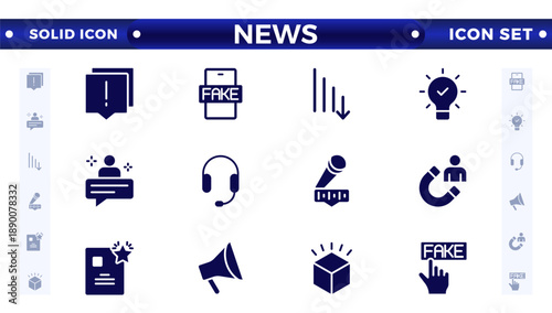 Media and news outline icons collection. Television, blogging, social media, video, promotion icons. UI icon set. Thin outline icons pack.  Containing journalist, press conference, newspaper.